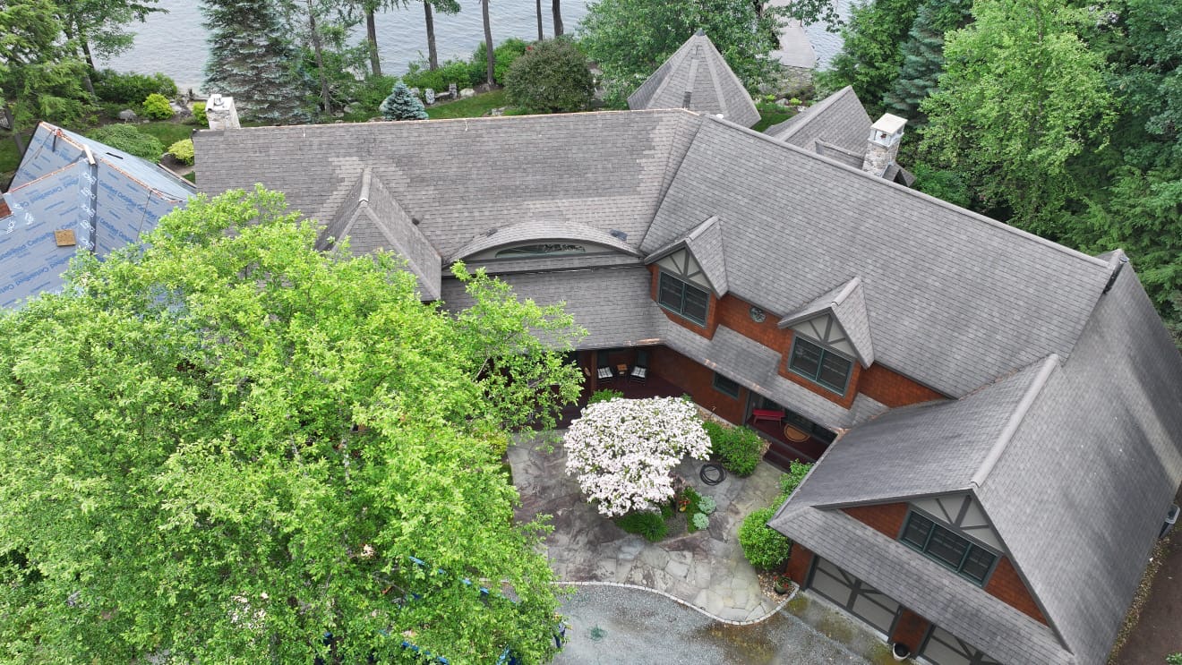 Large waterfront home full roof replacement